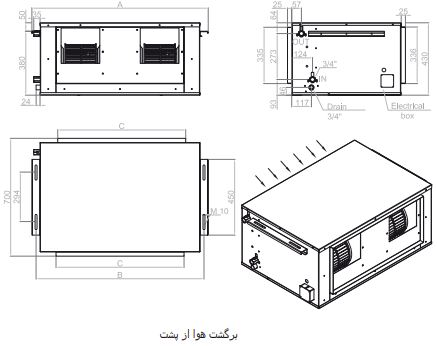 ابعاد فن کویل کانالی تهویه