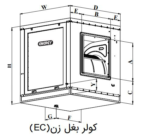 ابعاد کولر آبی سلولزی انرژی 0350