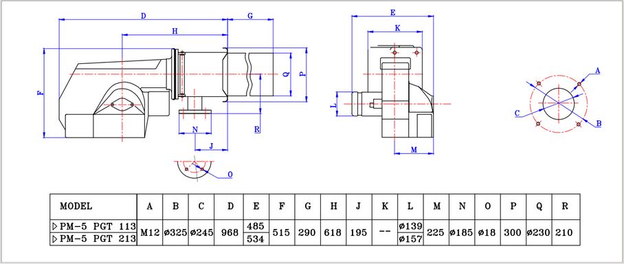 ابعاد مشعل pm5-ogt113