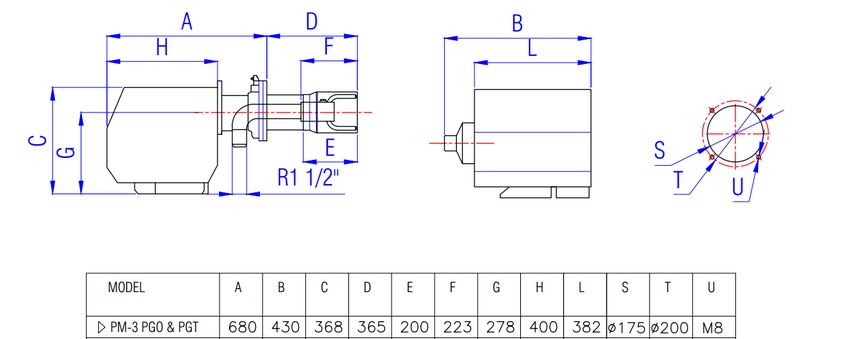 ابعاد مشعل pm3-pgo211