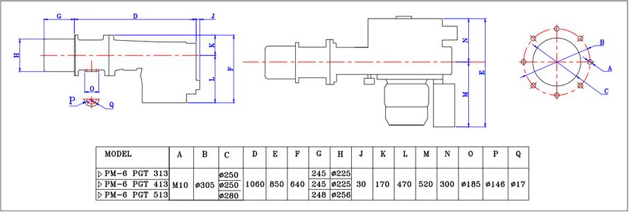 ابعاد مشعل pm6-pgt313