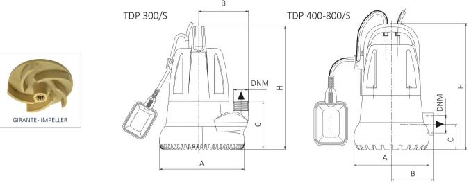 نقشه ابعاد پمپ کفکش سیستما مدل TDP