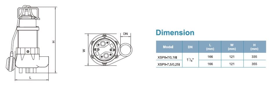 پمپ لجن کش لیو مدل XSP9-7.5/0.25I