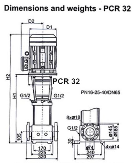 پمپ آب طبقاتی عمودی پمپیران مدل PCR32-5-2