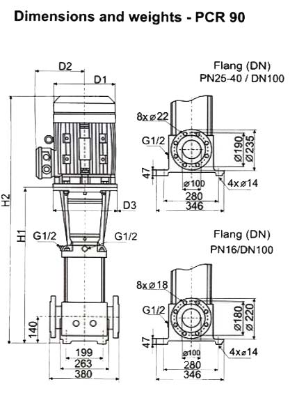پمپ آب طبقاتی عمودی پمپیران مدل PCR90-3-2