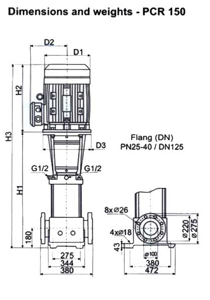 پمپ آب طبقاتی عمودی پمپیران مدل PCR150-1-1