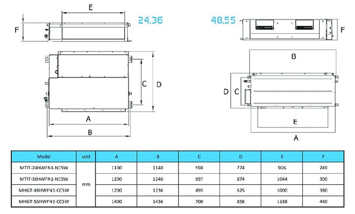 داکت اسپلیت کانالی میدیا مدل MHGT-55HWFN1