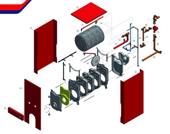 پکیج زمینی شوفاژکار آذرخش کوتاه 6 پره