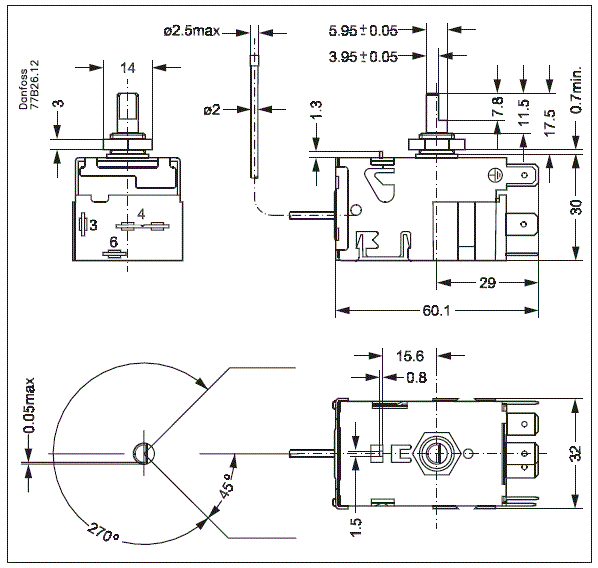 ترموستات دانفوس یخچالی 077B0020