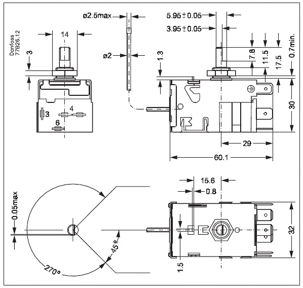 ترموستات دانفوس یخچالی 077B0021 