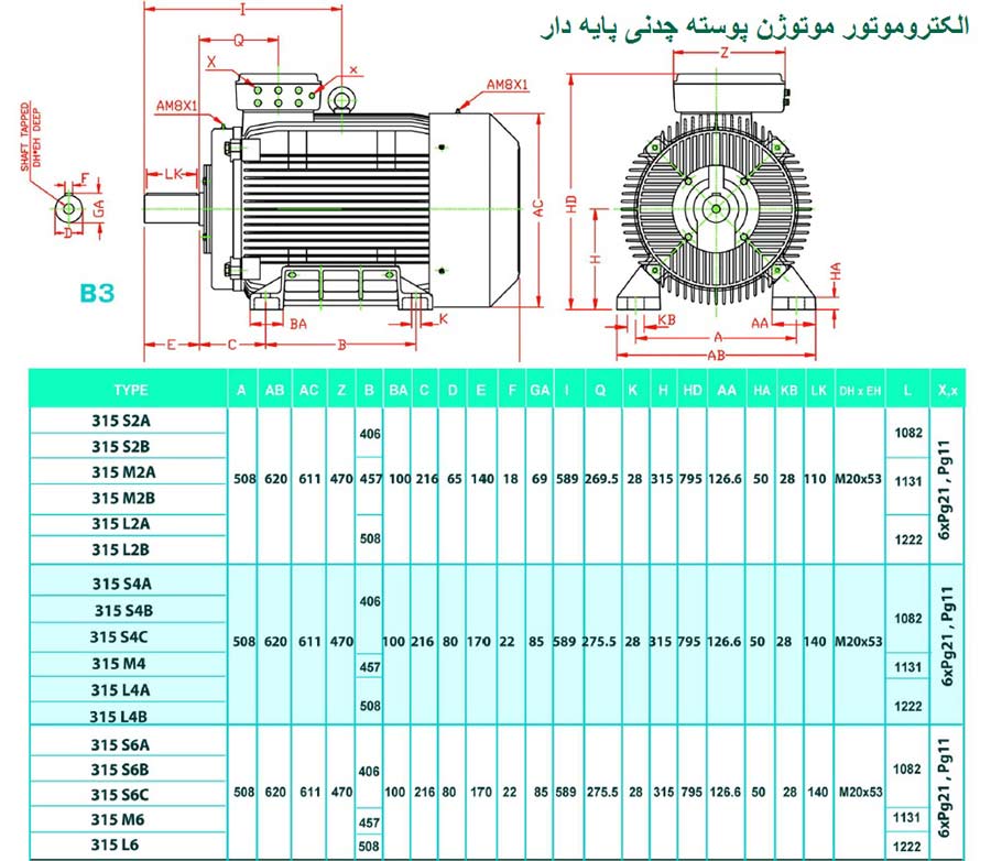 الکتروموتور موتوژن پوسته چدنی 150 اسب 3000 دور