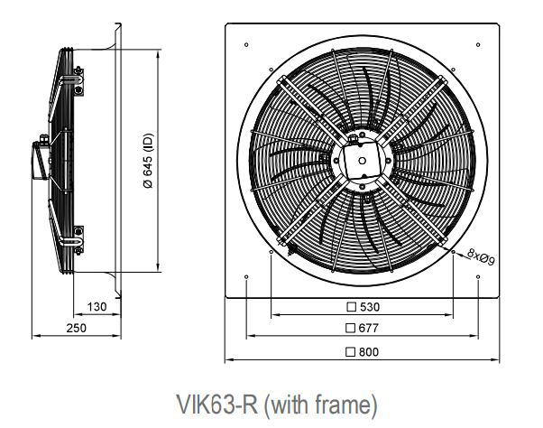 فن آکسیال دمنده ایلکا فلزی معکوس مدل VIK-63G4S2-L