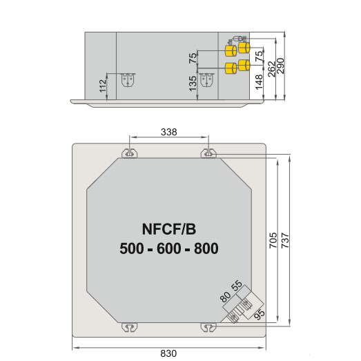 فن کویل کاستی چهارطرفه چهار لوله نیک NFCF/B-500