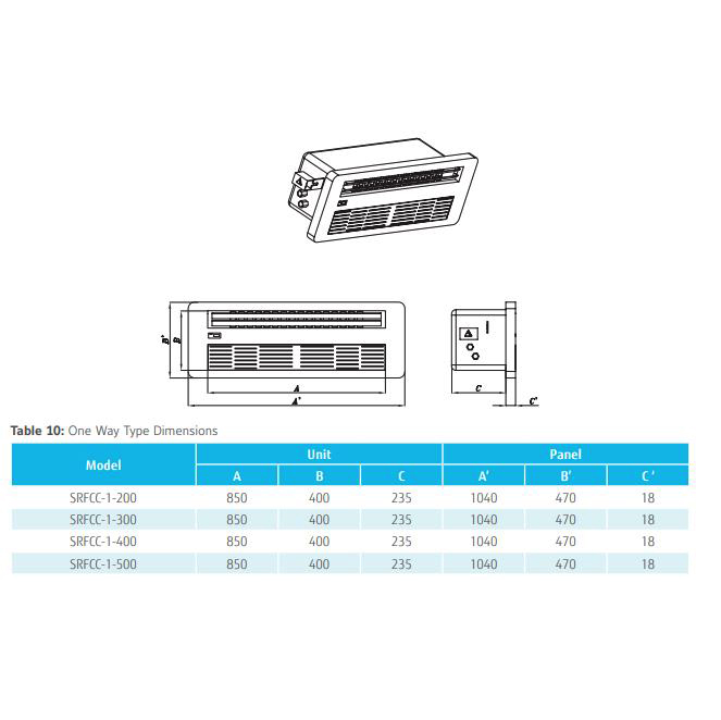 فن کویل کاستی یک طرفه ساران مدل SRFCC-1-300