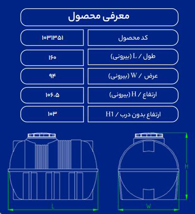 مخزن پلاستیکی 1000Lافقی دولایه طبرستان