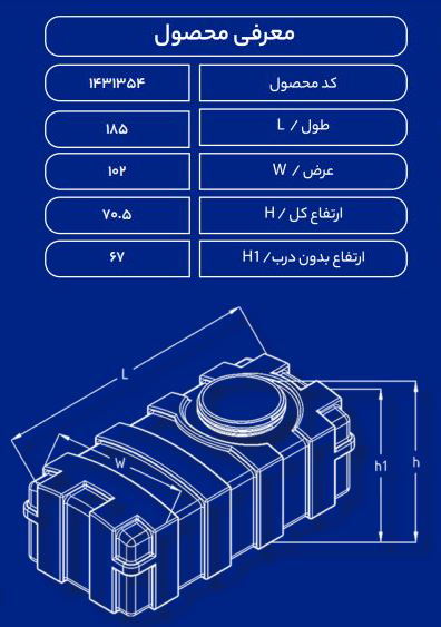 مخزن پلاستیکی 1000L افقی مکعبی سه لایه طبرستان