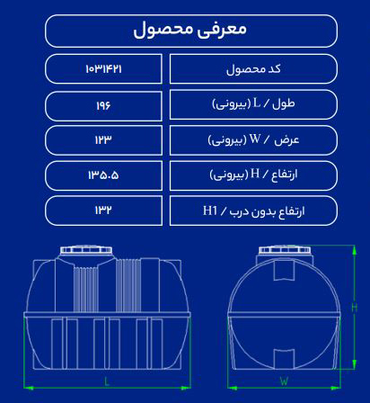 مخزن پلاستیکی 2000L افقی سه لایه طبرستان