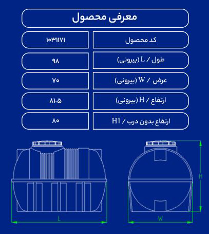 مخزن پلاستیکی 300L افقی طبرستان