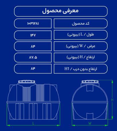 مخزن پلاستیکی 600L افقی دولایه طبرستان