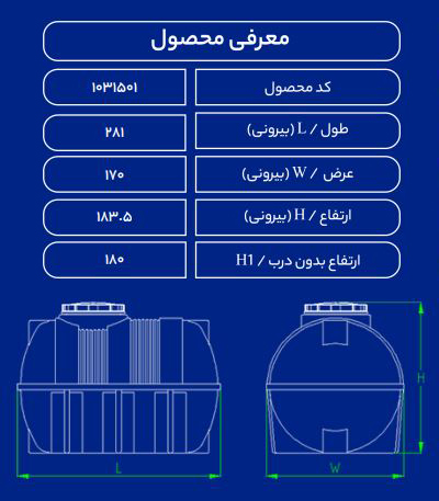مخزن پلاستیکی 6000L افقی طبرستان