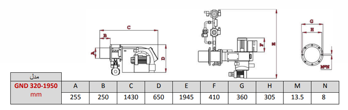 مشعل دوگانه سوز گرم ایران GND 320-1950