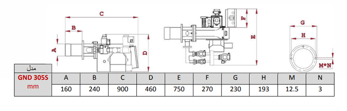 مشعل دوگانه سوز گرم ایران GND305 S