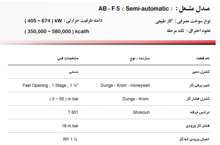 مشعل کوره آترا مدل AB-F5-Semi-automatic