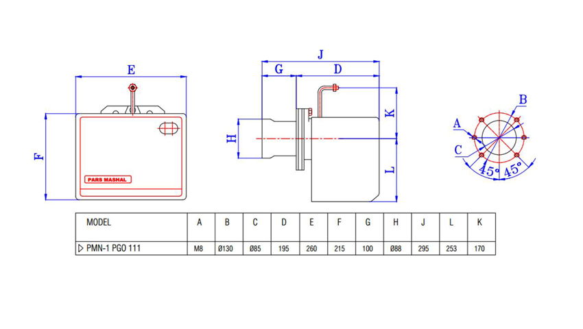 مشعل گازی پارس مشعل PMN-1PGO-111