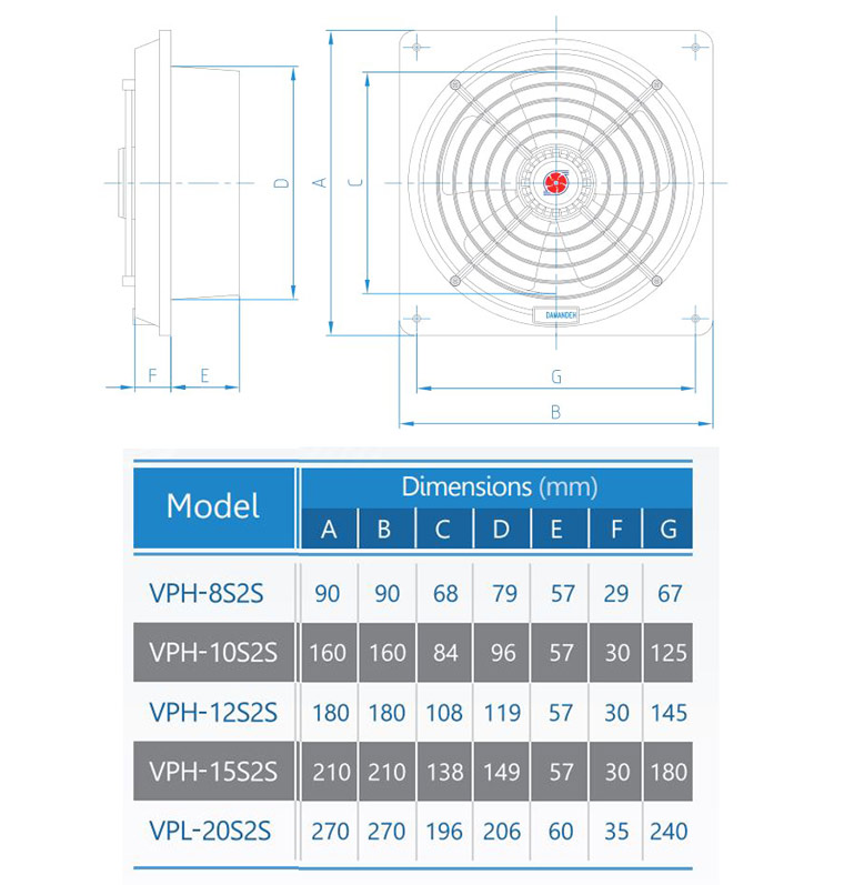 هواکش خانگی لوله‌ای توربو دمنده مدل VPH-12S2S