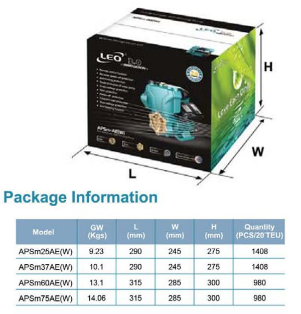 پمپ آب لئو محیطی خودمکش مدل APSm25AE(W)