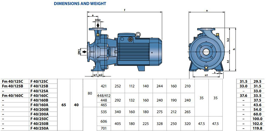 پمپ آب پدرولا سانتریفیوژ مدل F 40-250B