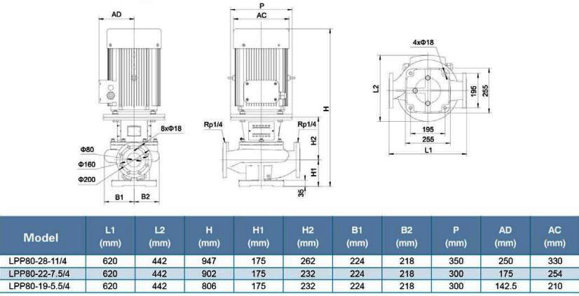 پمپ سیرکولاتور خطی لئو مدل LPP80-19.5-5/4