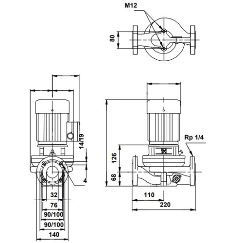 پمپ سیرکولاتور خطی گراندفوس تک فاز TP 32-150/2