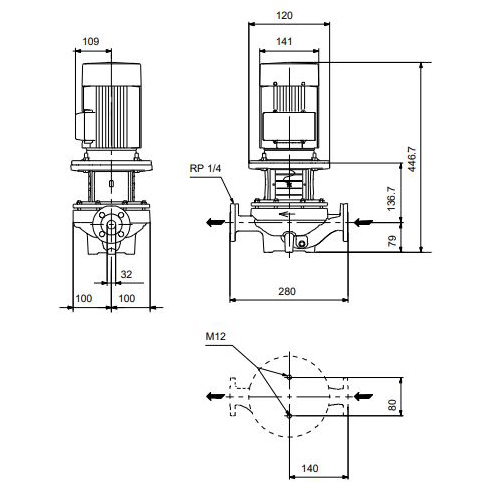 پمپ سیرکولاتور خطی گراندفوس تک فاز TP 32-230/2