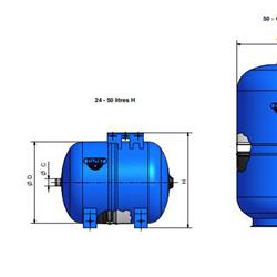 منبع تحت فشار زیلمت 50 لیتری افقی 10 بار مدل HYDRO-PRO 50H