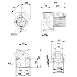 پمپ سیرکولاتور خطی گراندفوس تکفاز UPS 50-120 F