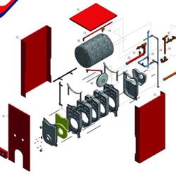 پکیج زمینی شوفاژکار آذرخش کوتاه 6 پره