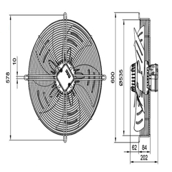 فن آکسیال دمنده ایلکا فلزی معکوس مدل VIK-50G6S2-H