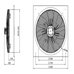 فن آکسیال دمنده ایلکا فلزی معکوس مدل VIK-71R6T3