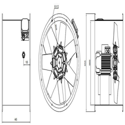 فن آکسیال دمنده سیلندری مدل DAMP‐DN90‐4T‐560‐42deg
