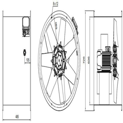 فن آکسیال دمنده سیلندری مدل DAMP‐DN90‐4T‐630‐30deg