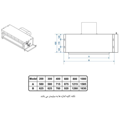 فن کویل تهویه آریا سقفی توکار بدون پلنیوم 1000cfm