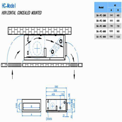 فن کویل سقفی توکار صبافرین مدل SA-HC-800