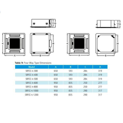 فن کویل کاستی چهار طرفه ساران مدل SRFCC-4-600