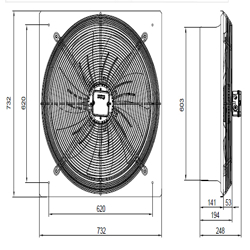 هواکش صنعتی ایلکا فلزی دمنده مدل VIK-60G6S