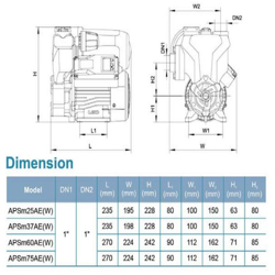 پمپ آب لئو محیطی خودمکش مدل APSm25AE(W)