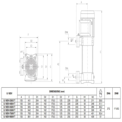 پمپ آب پنتاکس طبقاتی عمودی مدل U 18 SV-900/9T