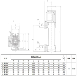 پمپ آب پنتاکس طبقاتی عمودی مدل U 18 V/ L -450/5T