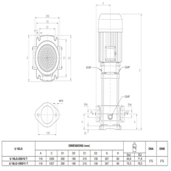 پمپ آب پنتاکس طبقاتی عمودی مدل U 18LG- L -920/10T