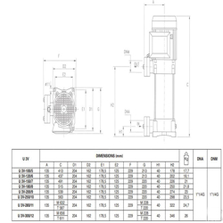 پمپ آب پنتاکس طبقاتی عمودی مدل U 3 V/ L - 100/5